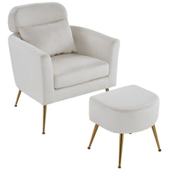 HAOYYE Half Disassembled Single Chair with Gold Feet and Pedals, Flannelette Indoor Leisure Chair in Beige, Soft Cozy Warm Flannel Fleece Home Decor, Luxury Comfortable Unique Design, Premium Quality Accent Chair for Living Room