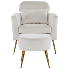 HAOYYE Half Disassembled Single Chair with Gold Feet and Pedals, Flannelette Indoor Leisure Chair in Beige, Soft Cozy Warm Flannel Fleece Home Decor, Luxury Comfortable Unique Design, Premium Quality Accent Chair for Living Room