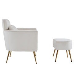 HAOYYE Half Disassembled Single Chair with Gold Feet and Pedals, Flannelette Indoor Leisure Chair in Beige, Soft Cozy Warm Flannel Fleece Home Decor, Luxury Comfortable Unique Design, Premium Quality Accent Chair for Living Room