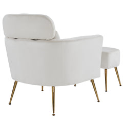 HAOYYE Half Disassembled Single Chair with Gold Feet and Pedals, Flannelette Indoor Leisure Chair in Beige, Soft Cozy Warm Flannel Fleece Home Decor, Luxury Comfortable Unique Design, Premium Quality Accent Chair for Living Room