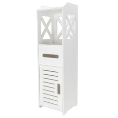 HAOYYE Waterproof Two-Tier Bathroom Cabinet with Single Door White Compact Corner Storage Organizer for Toilet and Bedroom