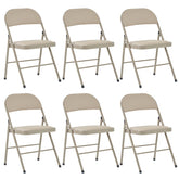 HAOYYE 6PCS Elegant Foldable Iron & PVC Chairs for Convention and Exhibition, Light Brown, Sturdy and Comfortable Chairs for Events, Meetings, Conferences, Easy to Store and Transport, Durable and Stylish Design