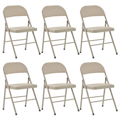 HAOYYE 6PCS Elegant Foldable Iron & PVC Chairs for Convention and Exhibition, Light Brown, Sturdy and Comfortable Chairs for Events, Meetings, Conferences, Easy to Store and Transport, Durable and Stylish Design
