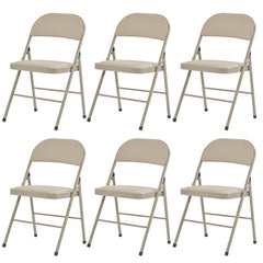 HAOYYE 6PCS Elegant Foldable Iron & PVC Chairs for Convention and Exhibition, Light Brown, Sturdy and Comfortable Chairs for Events, Meetings, Conferences, Easy to Store and Transport, Durable and Stylish Design
