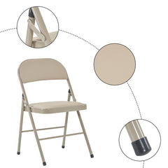 HAOYYE 4PCS Elegant Foldable Iron & PVC Chairs for Convention and Exhibition, Light Brown, Sturdy and Comfortable Chairs for Events, Meetings, Conferences, Easy to Store and Transport, Durable and Stylish Design