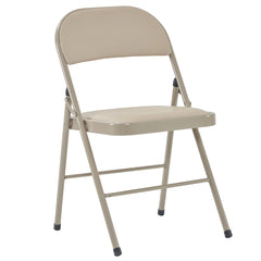 HAOYYE 4PCS Elegant Foldable Iron & PVC Chairs for Convention and Exhibition, Light Brown, Sturdy and Comfortable Chairs for Events, Meetings, Conferences, Easy to Store and Transport, Durable and Stylish Design