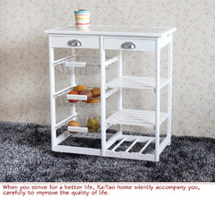 HAOYYE Kitchen And Dining Room Rolling Storage Cart With 2 Drawers 3 Baskets And 3 Shelves Multipurpose Mobile Organizer For Pantry Office Or Home White