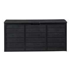 HAOYYE Outdoor Garden Storage Deck Box with Lockable Lid and Wheels, 75 Gallon Waterproof Plastic Chest for Tools, Cushions, Toys, Patio Accessories, Durable and Portable for Backyard or Garage Use