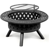 HAOYYE Outdoor Metal Fire Pit with Removable Cooking Grates Black Square Wood Burning Firepit with Spark Screen Poker and Heat-Resistant Paint for Backyard Patio Bonfire Camping