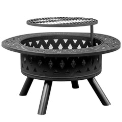 HAOYYE Outdoor Metal Fire Pit with Removable Cooking Grates Black Square Wood Burning Firepit with Spark Screen Poker and Heat-Resistant Paint for Backyard Patio Bonfire Camping