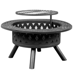 HAOYYE Outdoor Metal Fire Pit with Removable Cooking Grates Black Square Wood Burning Firepit with Spark Screen Poker and Heat-Resistant Paint for Backyard Patio Bonfire Camping