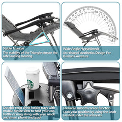 HAOYYE Infinity Zero Gravity Chair Pack of 2, Adjustable Folding Outdoor Lounge Chairs with Pillow and Utility Tray, Perfect for Deck, Patio, Beach, Yard, Relaxation Recliner