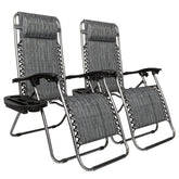 HAOYYE Infinity Zero Gravity Chair Pack of 2, Adjustable Folding Outdoor Lounge Chairs with Pillow and Utility Tray, Perfect for Deck, Patio, Beach, Yard, Relaxation Recliner