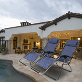 Infinity Zero Gravity Chair Pack 2, Outdoor Lounge Patio Chairs with Pillow and Utility Tray Adjustable Folding Recliner for Deck,Patio,Beach,Yard, Blue