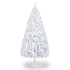 HAOYYE White 7FT Christmas Tree with Iron Leg 1349 Branches Durable PVC Material Realistic Full Shape for Home Holiday Decoration Festive Living Room Display