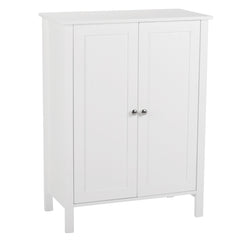 HAOYYE Double Door Bathroom Cabinet, White, Durable Storage Organizer, Stylish Space-Saving Solution for Living Room, Bedroom, Waterproof MDF, Easy to Assemble.