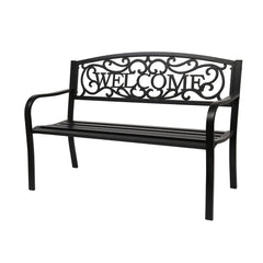 HAOYYE Outdoor Welcome Backrest Cast Iron Bench, Durable and Elegant Design, Perfect for Gardens, Patios, Parks, and Outdoor Spaces, Sturdy and Comfortable for Relaxing