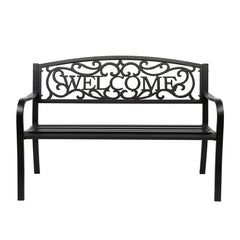 HAOYYE Outdoor Welcome Backrest Cast Iron Bench, Durable and Elegant Design, Perfect for Gardens, Patios, Parks, and Outdoor Spaces, Sturdy and Comfortable for Relaxing