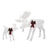 HAOYYE White 2-Pack Moose Family LED String Lights, 30V 3.6W, 200 LED Lights for Garden Decoration, Perfect for Outdoor Holiday and Seasonal Displays, Energy-Efficient and Durable Lighting