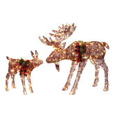 HAOYYE Brown Moose Family LED String Lights, 2 Pack 4ft Outdoor Garden Decorative Reindeer Lights with 200 LEDs, Energy Efficient 3.6W Leather Cord, Perfect for Yard, Patio, Holiday, and Festive Décor