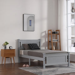 HAOYYE Vertical Decorative Core Bed Grey Twin – Modern Twin Bed with Stylish Vertical Headboard, Space-Saving Design, Sturdy Wooden Frame, Easy Assembly, Ideal for Kids, Teens, Dorm Rooms, Apartments, Bedrooms, Durable and Functional Furniture