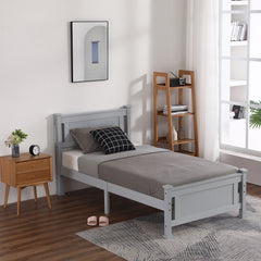 HAOYYE Vertical Decorative Core Bed Grey Twin – Modern Twin Bed with Stylish Vertical Headboard, Space-Saving Design, Sturdy Wooden Frame, Easy Assembly, Ideal for Kids, Teens, Dorm Rooms, Apartments, Bedrooms, Durable and Functional Furniture