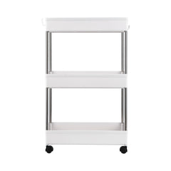 HAOYYE 3-Layer Mobile Multi-functional Storage Cart,Suitable for Kitchen, Bathroom, Laundry Room Narrow Place, Plastic and Stainless Steel, White soft cozy warm flannel fleece home decor luxury