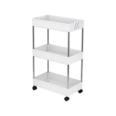 HAOYYE 3-Layer Mobile Multi-functional Storage Cart,Suitable for Kitchen, Bathroom, Laundry Room Narrow Place, Plastic and Stainless Steel, White soft cozy warm flannel fleece home decor luxury