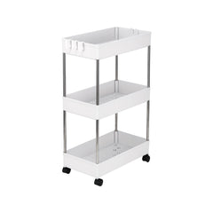 HAOYYE 3-Layer Mobile Multi-functional Storage Cart,Suitable for Kitchen, Bathroom, Laundry Room Narrow Place, Plastic and Stainless Steel, White soft cozy warm flannel fleece home decor luxury