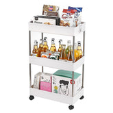 HAOYYE 3-Layer Mobile Multi-functional Storage Cart,Suitable for Kitchen, Bathroom, Laundry Room Narrow Place, Plastic and Stainless Steel, White soft cozy warm flannel fleece home decor luxury
