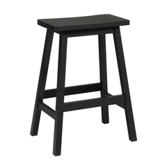 HAOYYE Set of 2 Pine Wood Saddle Seat Bar Stools Black Durable Sturdy Design Modern Space-Saving Organizer Stylish Multifunctional Seating for Living Room or Kitchen