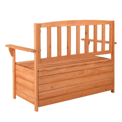 HAOYYE Outdoor Cedar Wood Yard Storage Box with Backrest and Armrest Waterproof Patio Bench Style Organizer for Garden Deck Porch Tools Cushions Easy Assembly