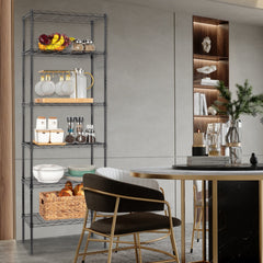 HAOYYE Carbon Steel Storage Rack With Replaceable Assembly And Wheels, Black Sturdy Durable Design, Multifunctional Space-Saving Storage Solution, Modern Home Organizer For Garage And Workshop, Practical Tool Rack With Adjustable Shelves And Easy Mobility