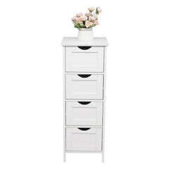 HAOYYE 4 Drawer Storage Cabinet White Durable Design Sturdy Multifunctional Modern Organizer Space-Saving Storage Solution for Living Room and Bedroom