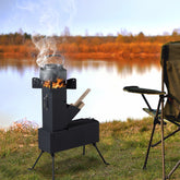 HAOYYE Portable Camping Rocket Stove, Outdoor Wood-Fueled Stove with High Fuel Efficiency, Detachable Folding Design, Ideal for Outdoor Cooking, Hiking, Hunting, and Picnics, Compact and Lightweight
