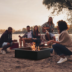 HAOYYE Square Fire Pit Ring Outdoor Heavy Duty Steel Wood Burning Fire Ring for Backyard Patio Camping Bonfire Pit Insert DIY Above Ground Firepit