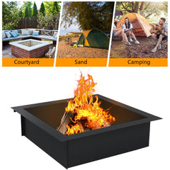 HAOYYE Square Fire Pit Ring Outdoor Heavy Duty Steel Wood Burning Fire Ring for Backyard Patio Camping Bonfire Pit Insert DIY Above Ground Firepit