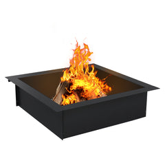 HAOYYE Square Fire Pit Ring Outdoor Heavy Duty Steel Wood Burning Fire Ring for Backyard Patio Camping Bonfire Pit Insert DIY Above Ground Firepit