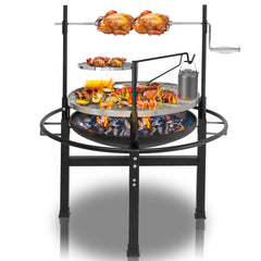 HAOYYE Outdoor Round Iron Charcoal Grill Portable BBQ Cooker with Adjustable Airflow and Handle for Camping Backyard Picnic Travel Easy Assembly