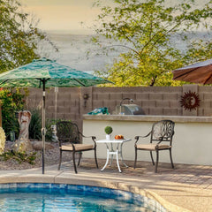 HAOYYE Outdoor Cast Aluminum Square Side Table, Cocktail Table, End Table for Patio, Backyard, Poolside, Outdoor Bar Table, Durable and Stylish Design for Outdoor Spaces