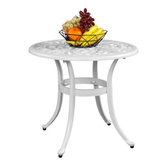Haoyye Phoenix Cast Aluminum Round Table, Patio Side Table, Outdoor Bar Table, Stylish Cast Aluminum Cocktail Table For Garden Or Terrace