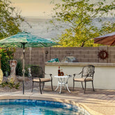 Haoyye Phoenix Cast Aluminum Round Table, Patio Side Table, Outdoor Bar Table, Stylish Cast Aluminum Cocktail Table For Garden Or Terrace