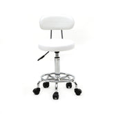 HAOYYE Round Adjustable Salon Stool with Backrest, Comfortable Swivel Chair for Beauty Salon, Spa, Office, or Home Use, Durable White Finish, Ergonomic Design for Long-Lasting Comfort