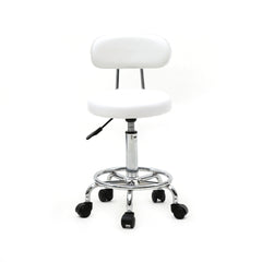 HAOYYE Round Adjustable Salon Stool with Backrest, Comfortable Swivel Chair for Beauty Salon, Spa, Office, or Home Use, Durable White Finish, Ergonomic Design for Long-Lasting Comfort
