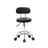 HAOYYE Black Adjustable Salon Stool with Backrest Round Seat Design 360° Swivel PU Leather Comfortable Rolling Chair for Home Office Studio Beauty Spa Lightweight Anti-Skid Durable Construction