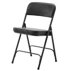 Haoyye 2-Pack Black Metal Folding Chairs With Padded Seat And Back, Comfortable Chairs For Indoor And Outdoor Events, Parties, Weddings, Or Home And Office Use