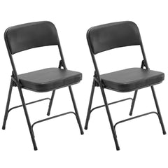 Haoyye 2-Pack Black Metal Folding Chairs With Padded Seat And Back, Comfortable Chairs For Indoor And Outdoor Events, Parties, Weddings, Or Home And Office Use