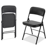 Haoyye 2-Pack Black Metal Folding Chairs With Padded Seat And Back, Comfortable Chairs For Indoor And Outdoor Events, Parties, Weddings, Or Home And Office Use