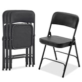 HAOYYE 4 Pack Black Metal Folding Chairs with Thick Padded PU Seat and Backrest Portable Soft Folding Chairs for Home Office Indoor Outdoor Wedding Party Event Seating