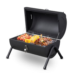 HAOYYE Portable Charcoal Grill with Built-in Thermometer Wooden Handle Compact Tabletop BBQ Grill for Outdoor Camping Backyard Parties